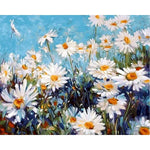 Tableau peinture par numéros fleurs blanches acrylique sur toile