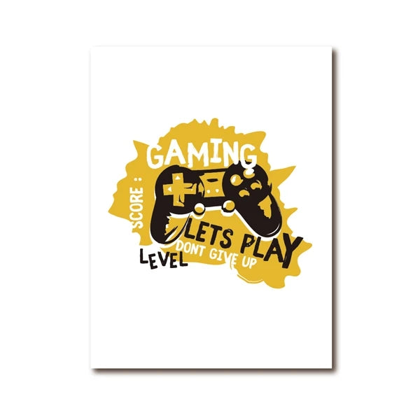 L'image présente un design de jeu vidéo avec un logo et un message encourageant le jeu.