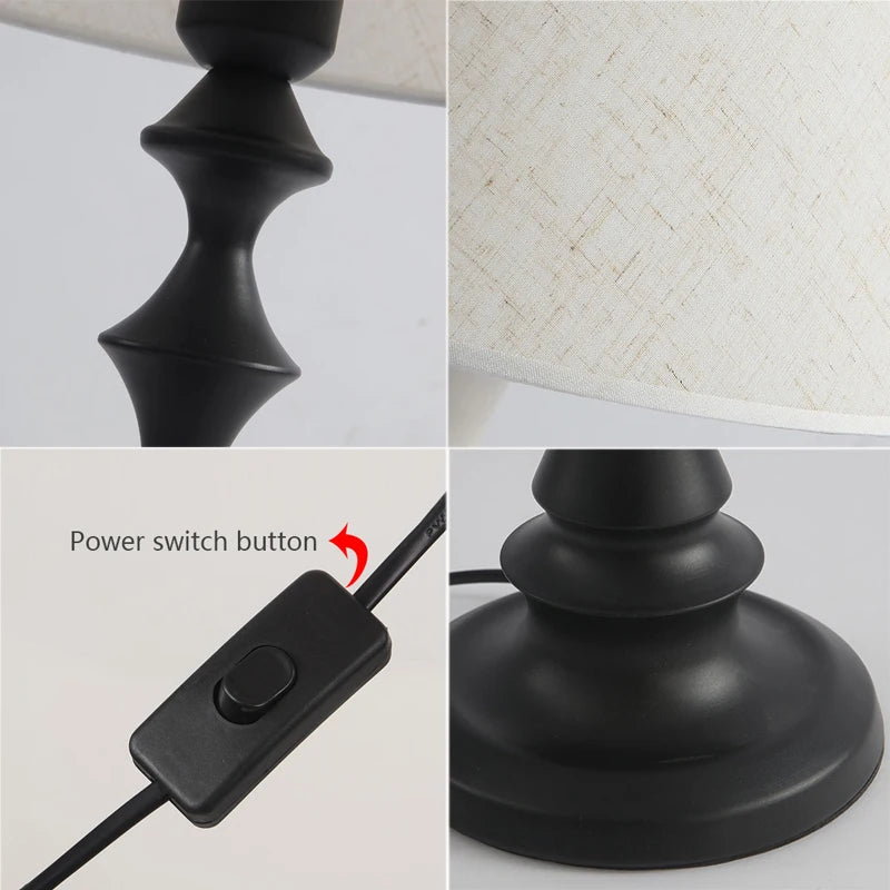 Vue de côté de la lampe de chevet avec interrupteur à bouton