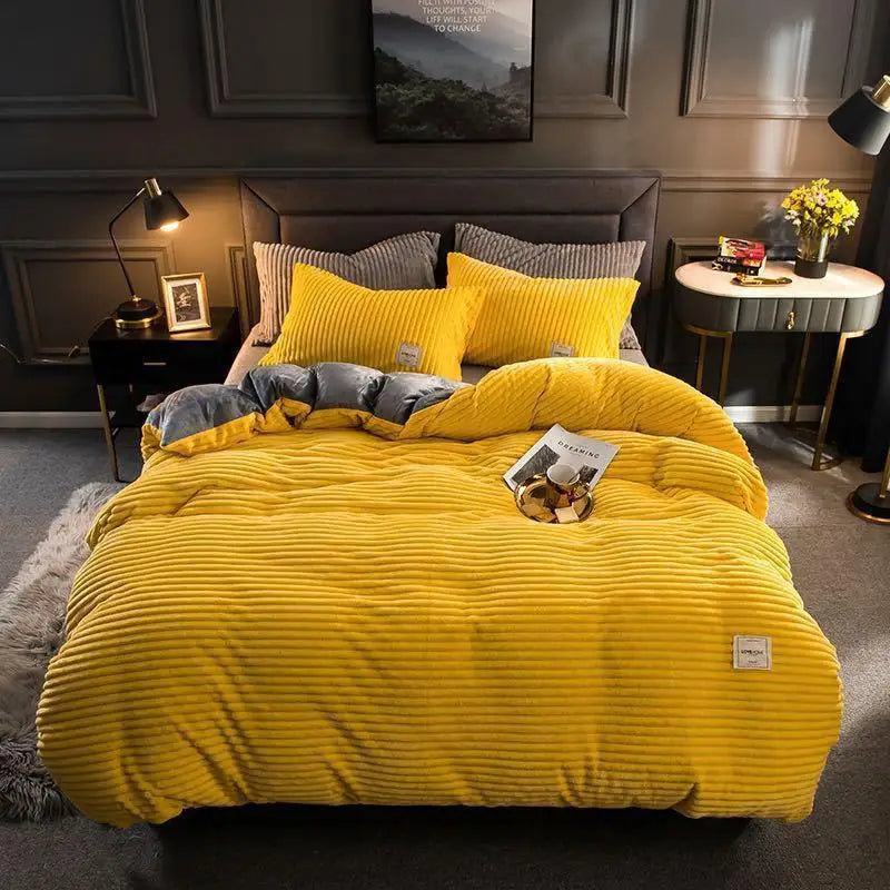 Chambre à coucher décorée avec housse de couette moderne