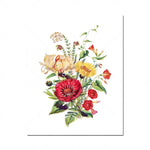 Un bouquet floral coloré composé de chrysanthèmes, de dahlias et d'autres fleurs sauvages.