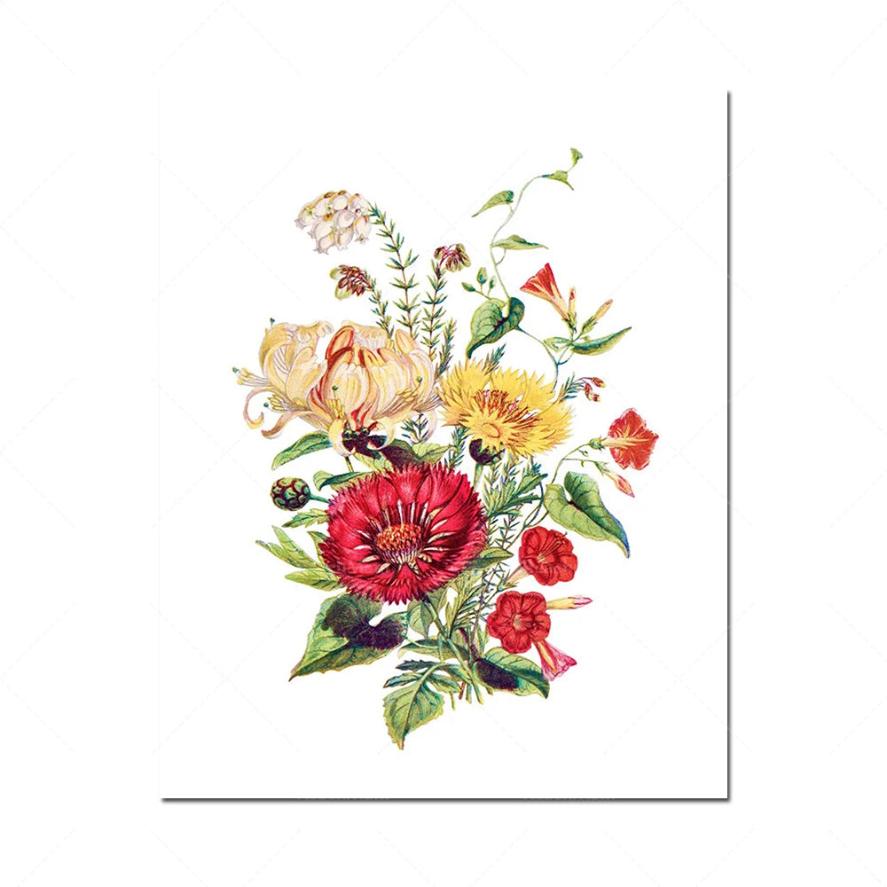 Un bouquet floral coloré composé de chrysanthèmes, de dahlias et d'autres fleurs sauvages.