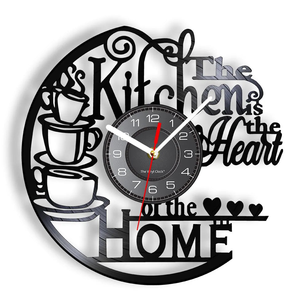 Horloge murale cuisine design abstrait en blanc sur mur moderne