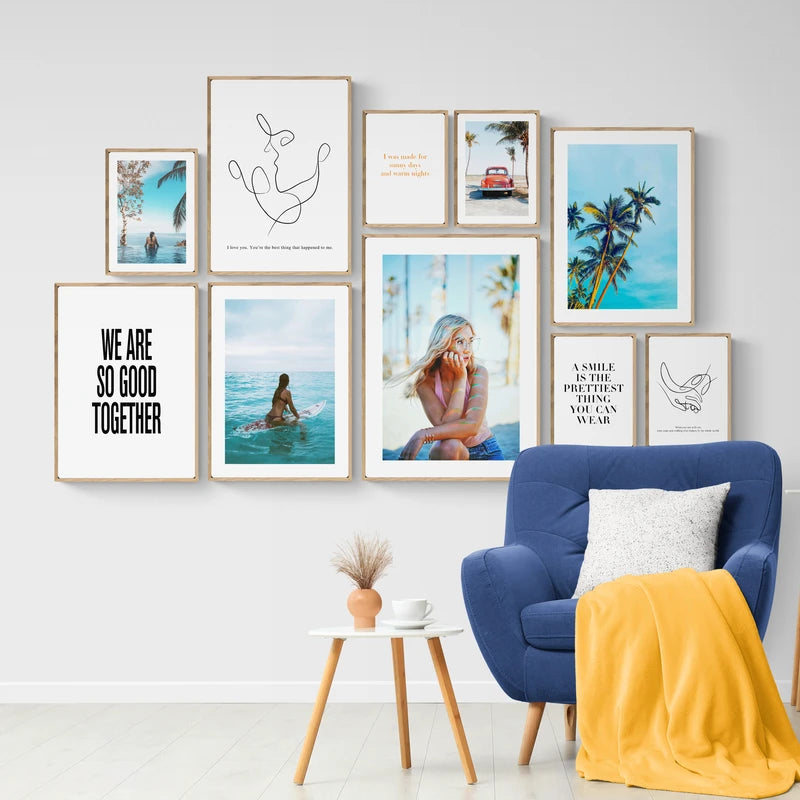 Détail de l'affiche de motivation avec motifs de plage et surf