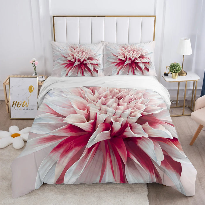 Housse de couette 220x240 rose fleurie microfibre