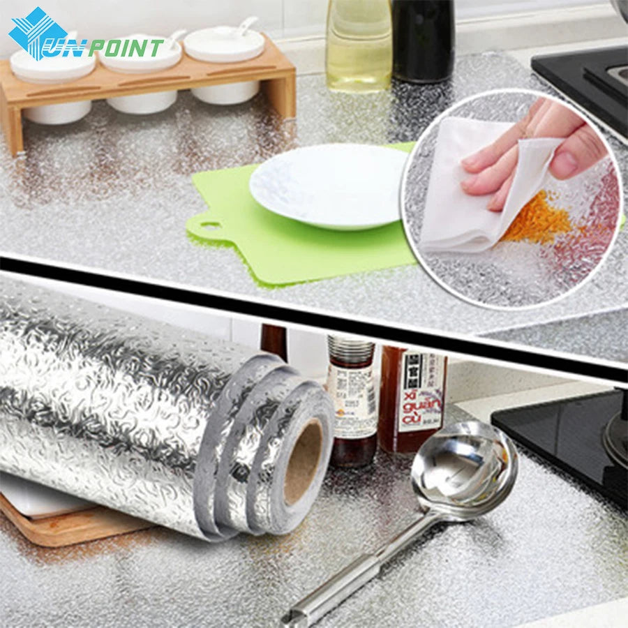 Papier peint aluminium imperméable pour hotte