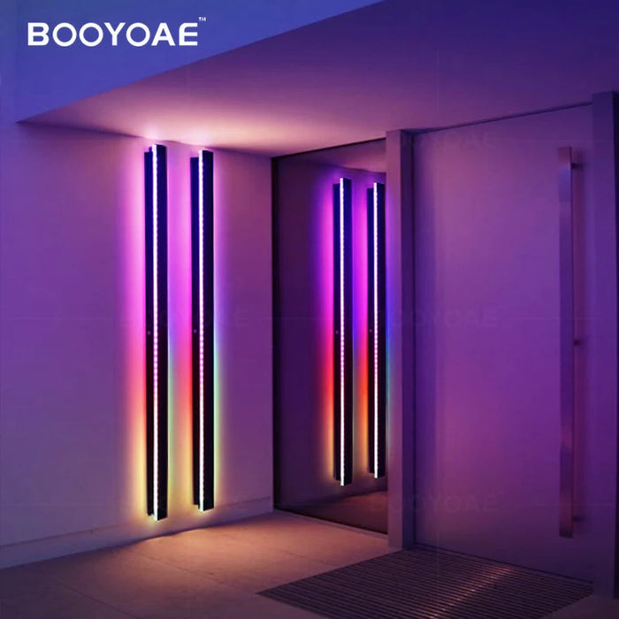 Applique murale LED RGB noire moderne pour terrasse extérieure
