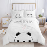 Housse de couette 140x200 garçon motif panda mignon sur lit