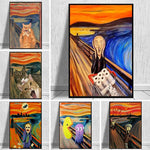 Toile imprimée Chat 'The Scream' en canvas coton premium