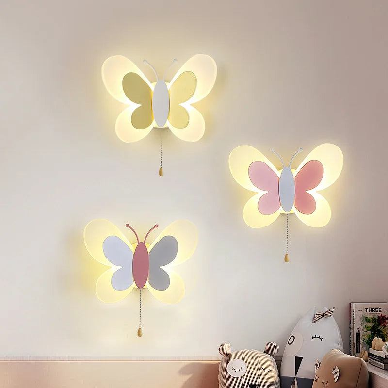 Applique murale LED papillon bleu pour chambre enfant