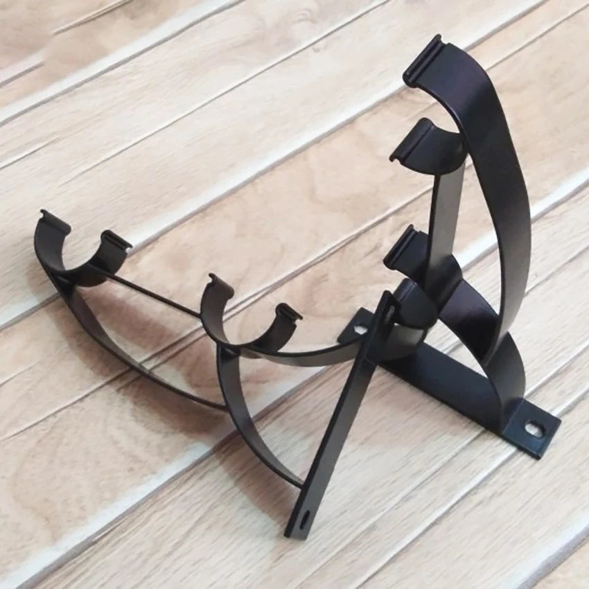 Support de barre de rideau double en alliage d'aluminium noir
