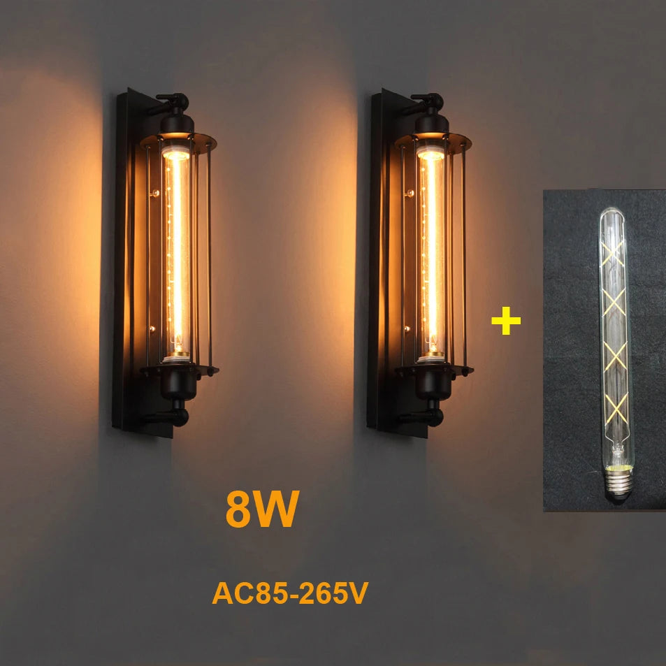 Applique murale industrielle vintage en noir avec LED 8W