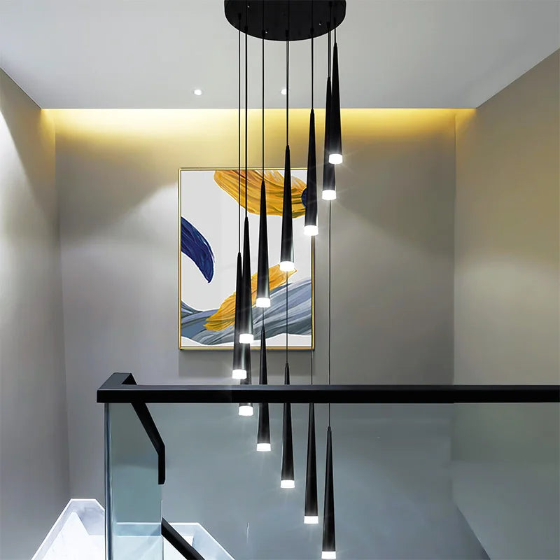 Lustre escalier LED rotatif noir Ombre Interieur