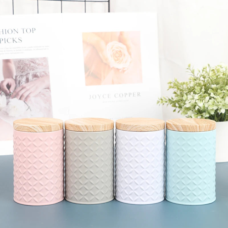 Boîte de rangement en métal rose pour bonbons et épices