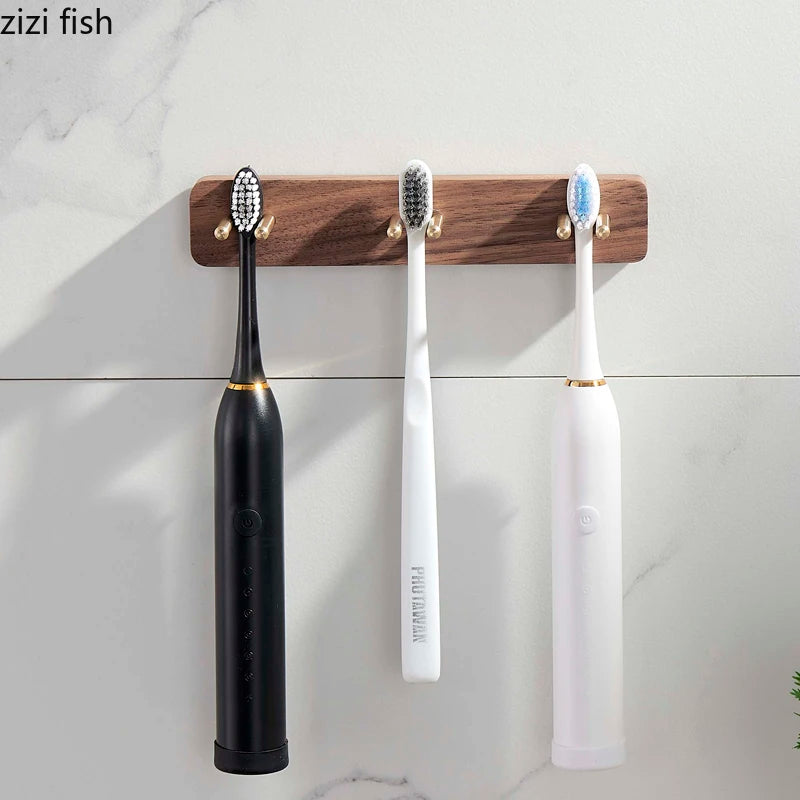 Porte brosse à dents prune dans salle de bain élégante