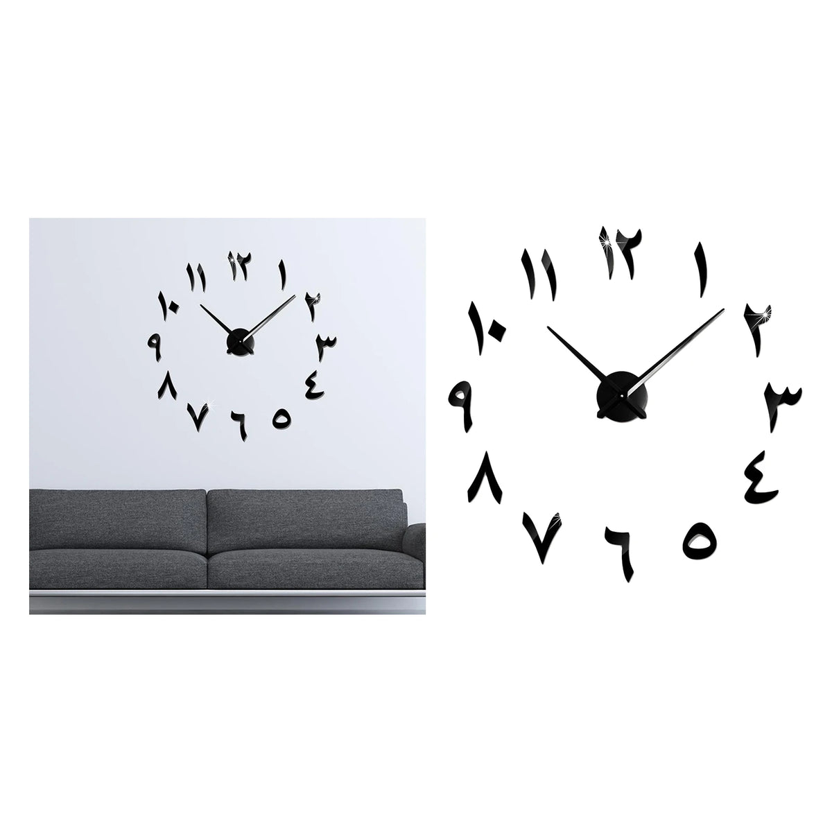 Horloge murale autocollante posée sur un mur de salon élégant