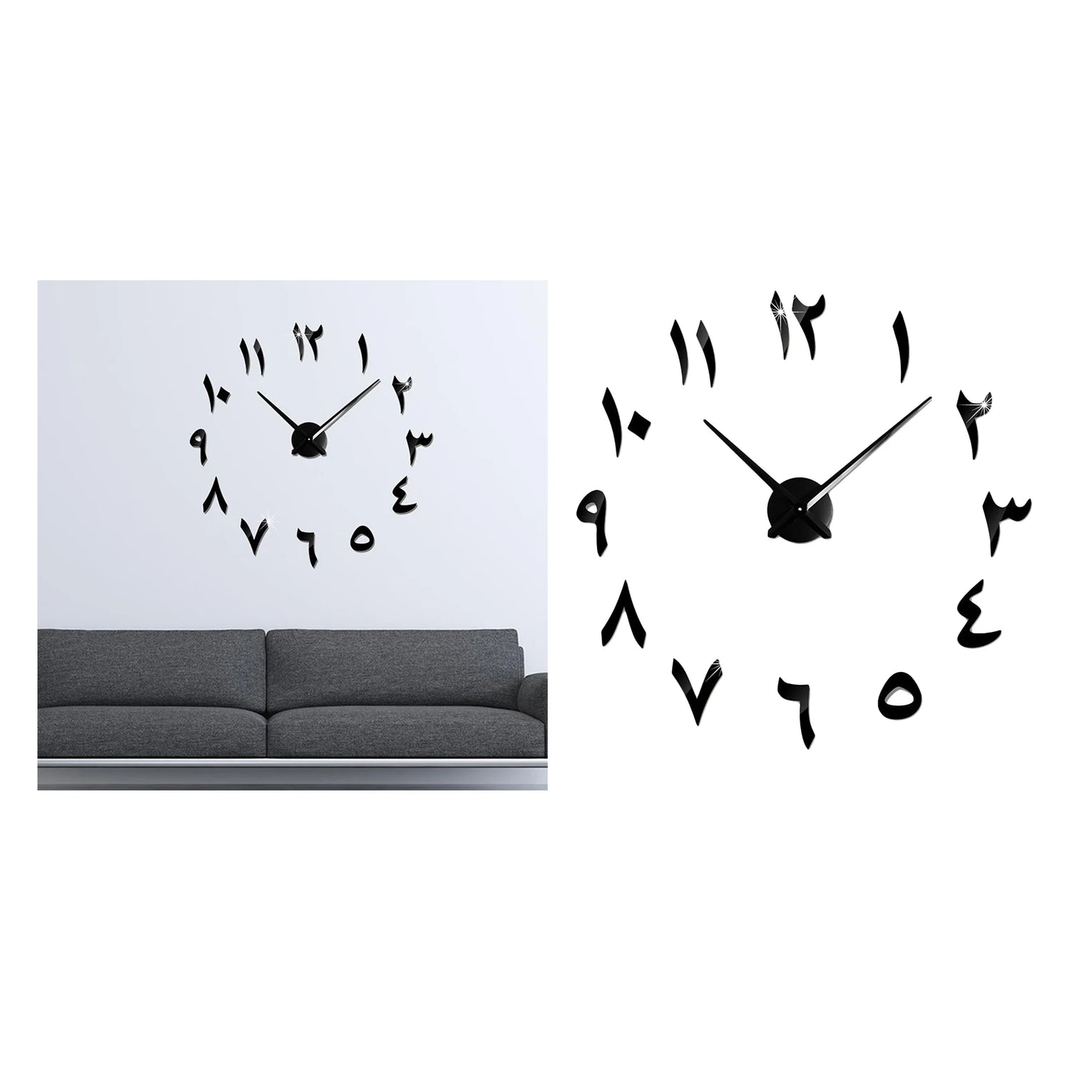 Horloge murale autocollante posée sur un mur de salon élégant