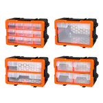 Boîte de rangement outils en plastique gris foncé avec couvercle transparent
