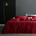 Housse de couette rouge en soie naturelle