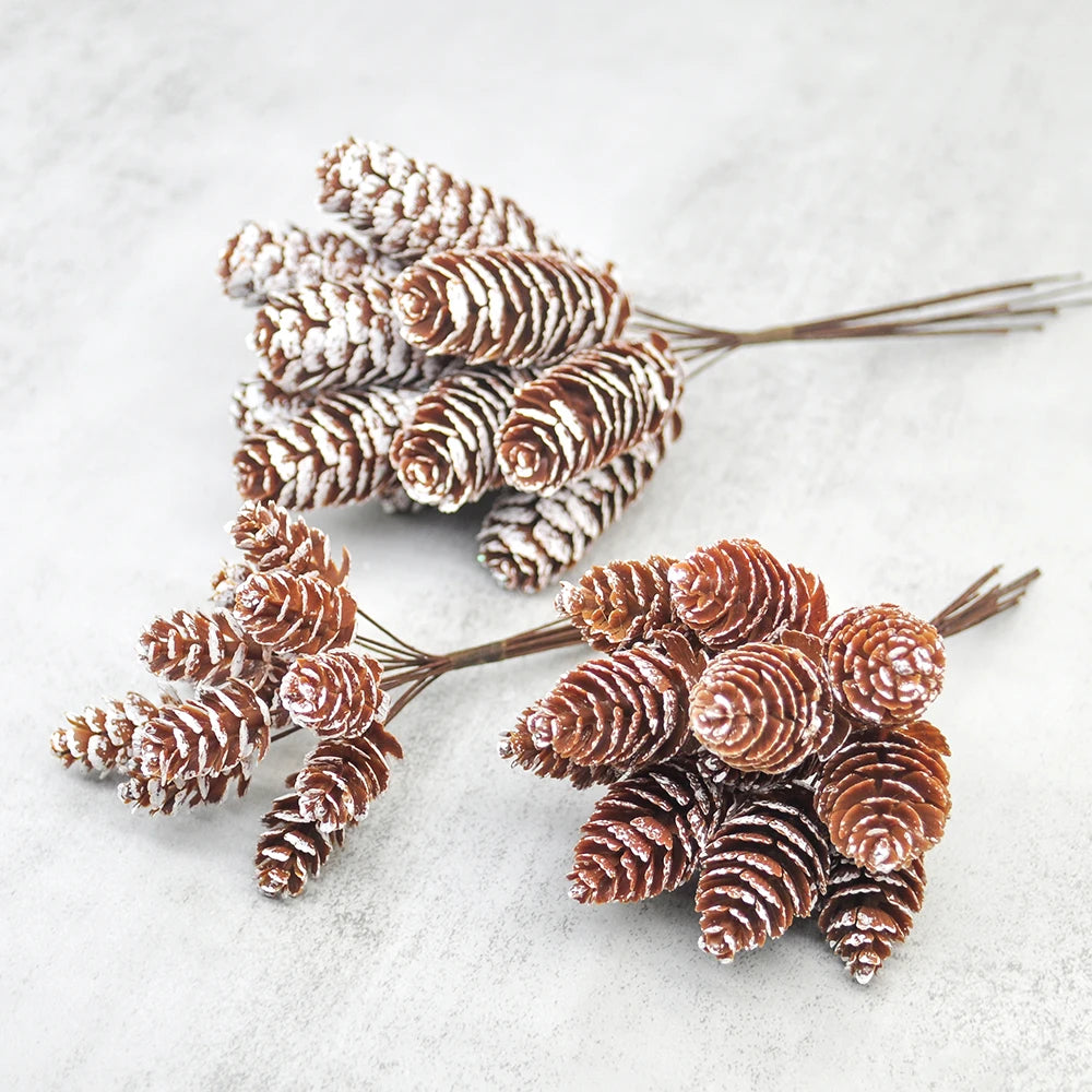 Lot de 12 pommes de pin artificielles pour décoration de Noël