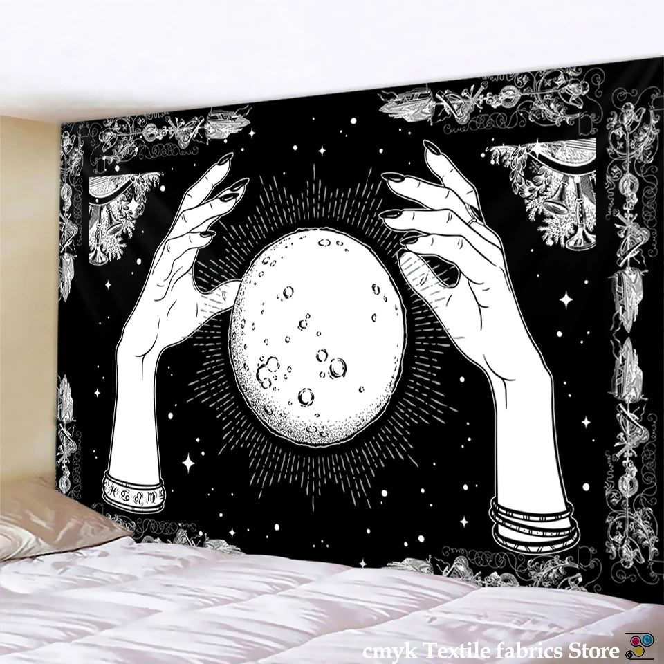 Tapisserie murale tarot astrologie vert clair