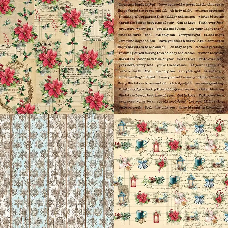 Lot de 24 feuilles scrapbooking Noël