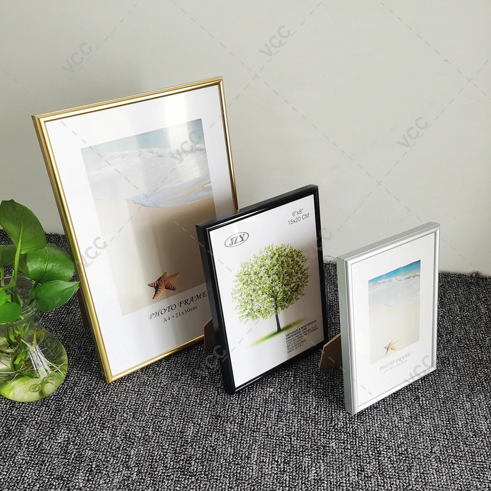 Cadre photo aluminium moderne jaune pour affiche murale