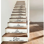 Sticker contremarche escalier citation Cherish Dream Live Love Laugh