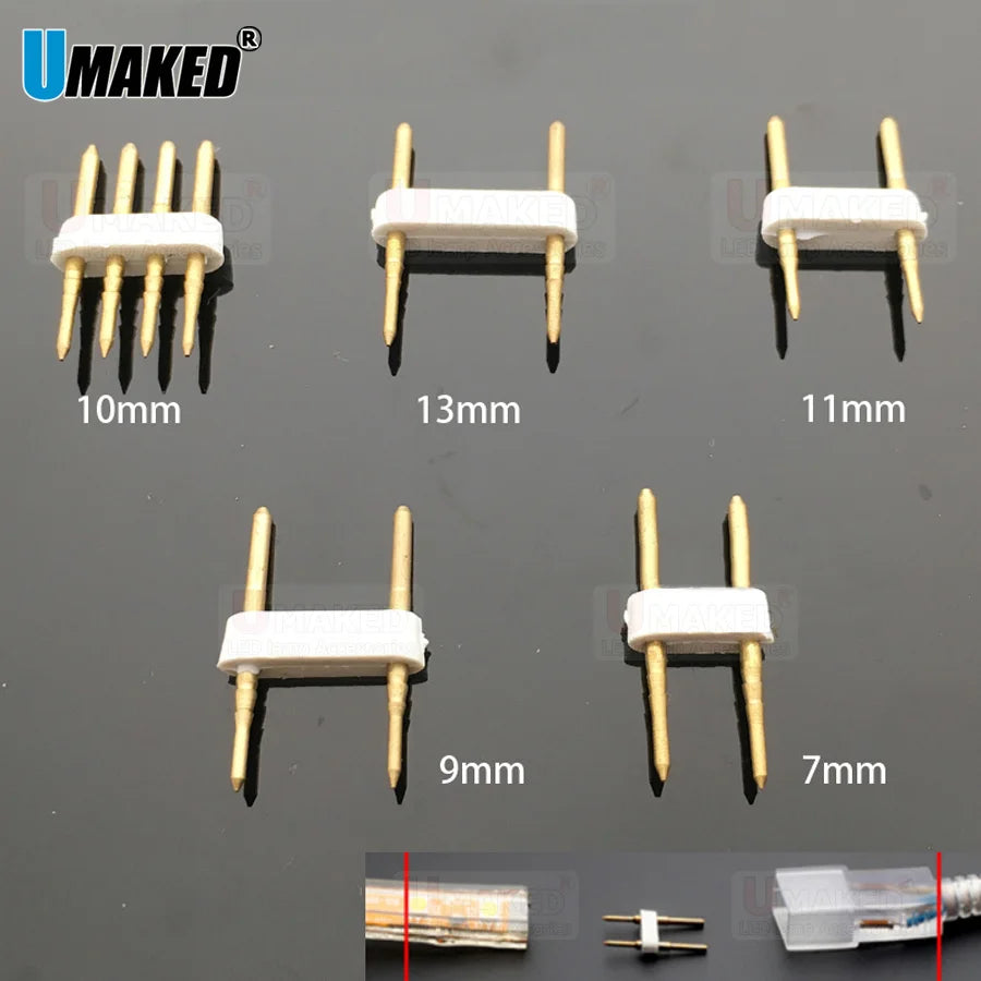 Connecteur RVB pour bande LED 2 broches argenté sur fond blanc