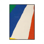 Une œuvre abstraite composée de formes géométriques aux couleurs vives et contrastées, créant une composition dynamique et équilibrée.