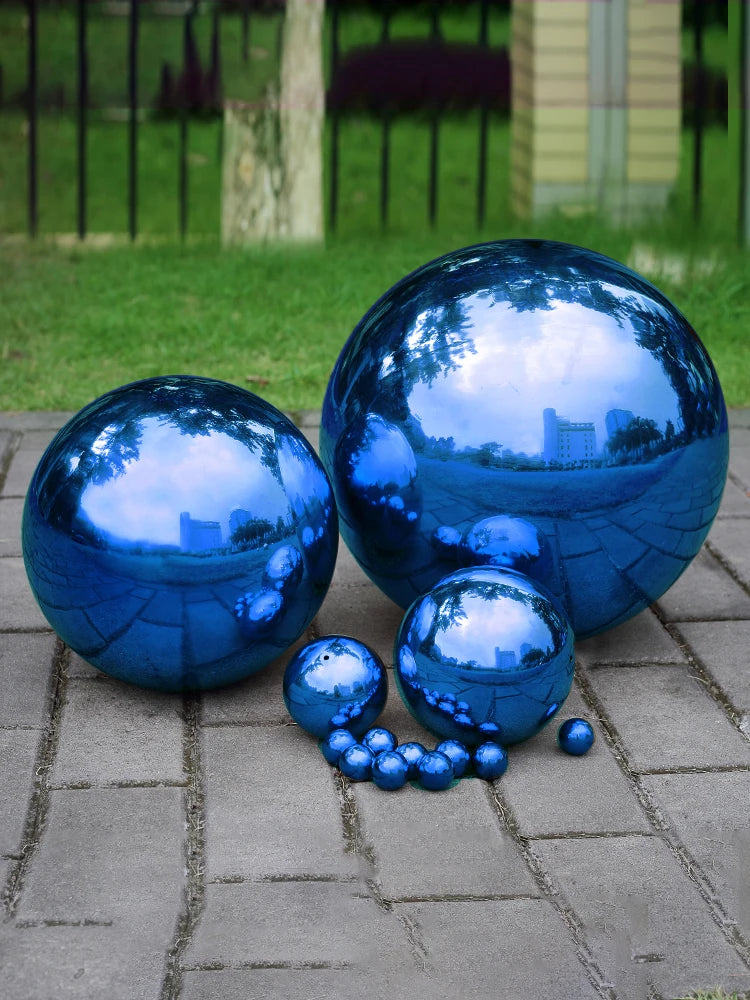 Boule déco bleue en acier inoxydable résistante aux intempéries