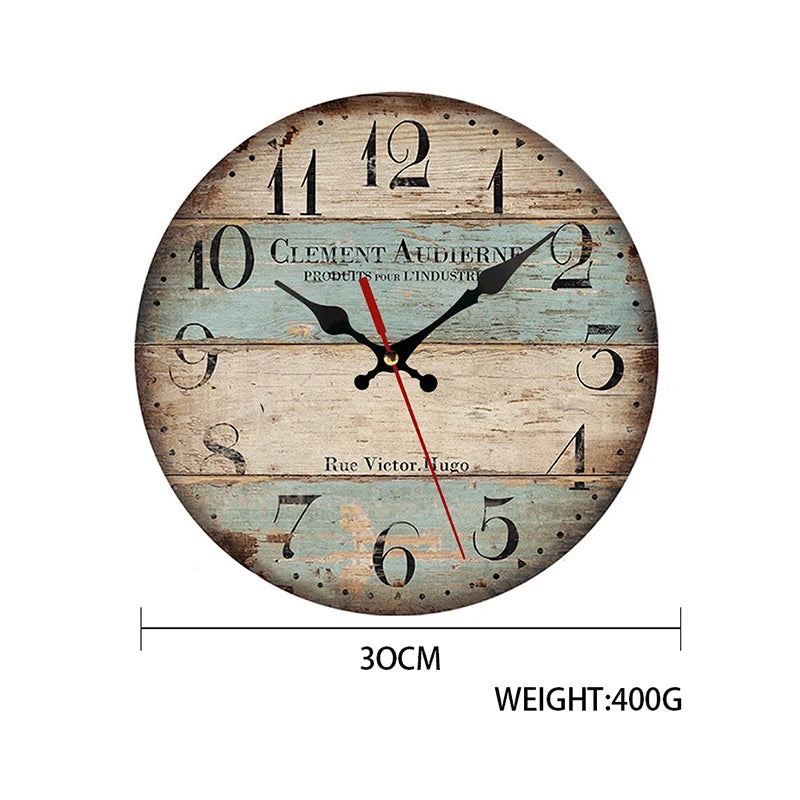 Horloge murale rétro circulaire avec motif scénique suspendue au mur