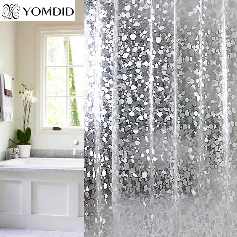 Rideau de douche transparent PVC 3D dans une salle de bain moderne