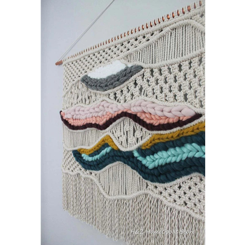 Décoration murale macramé moderne dans un salon élégant