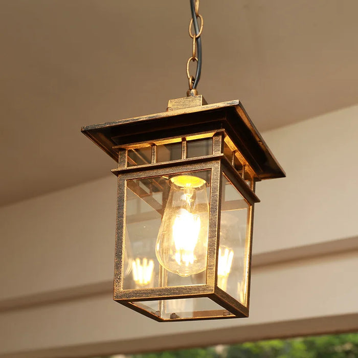 Lampe suspendue rétro étanche noire design cadre raisin pour extérieur
