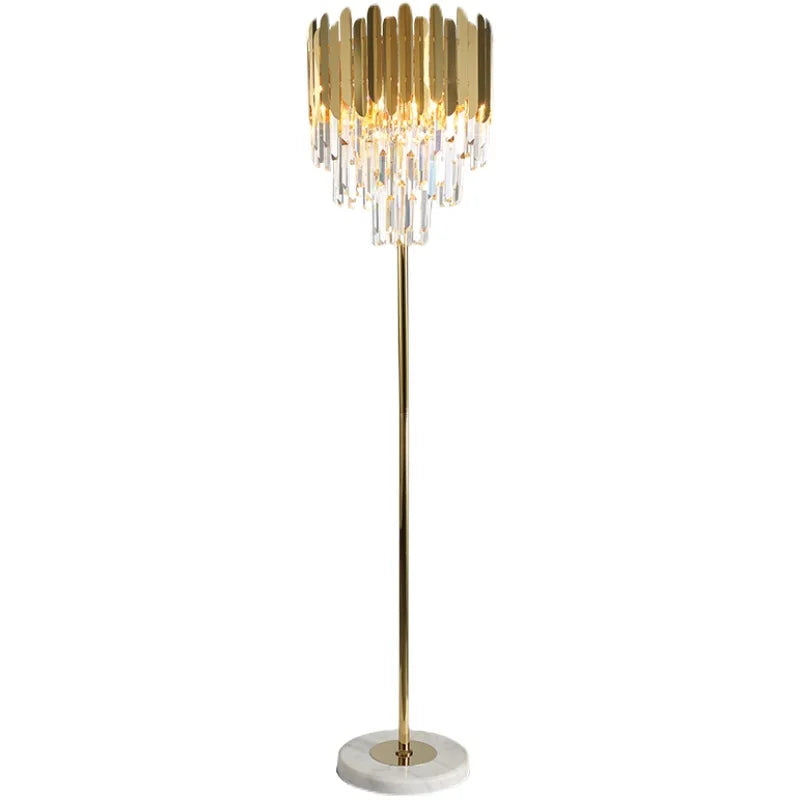 Lampe LED autoportante design art déco postmoderne en acier inoxydable et cristal marbré