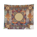 Tapisserie mandala orange fluo pour décoration murale