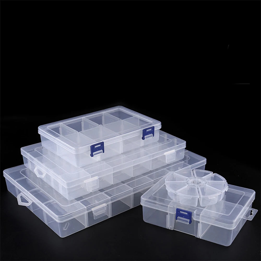 Boîte de rangement compartiment réglable transparente avec bijoux