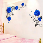 Autocollant mural salle de bain motif rose bleue