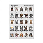 Cette image présente une variété de races de chiens avec leurs noms et numéros correspondants, offrant de multiples options pour les propriétaires de chiens.