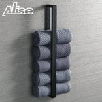 Porte-serviettes mural noir mat en acier inoxydable pour salle de bain