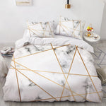 Housse de couette lin 220x240 motif marbre doré blanc
