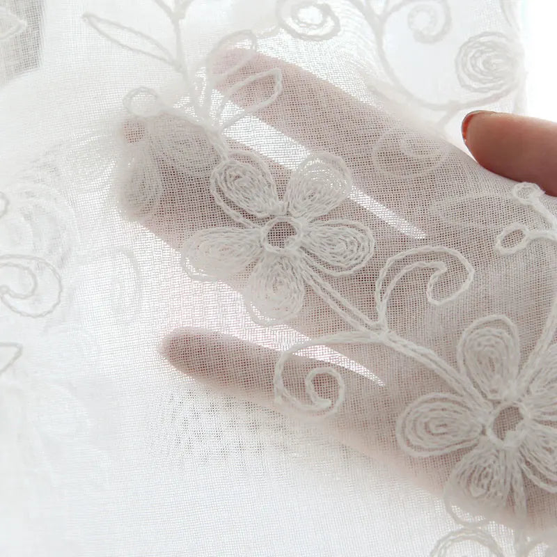 White Embroidered Tulle Curtains for Windows - Elegant Interior Decoration