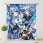 Rideau occultant japonais avec impression 3D Miku en gris clair