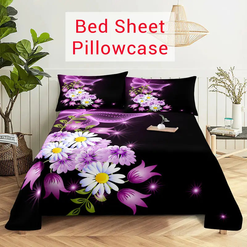 Ensemble de literie violet motif papillon