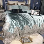 Parure de lit blanche jacquard avec taies d'oreiller