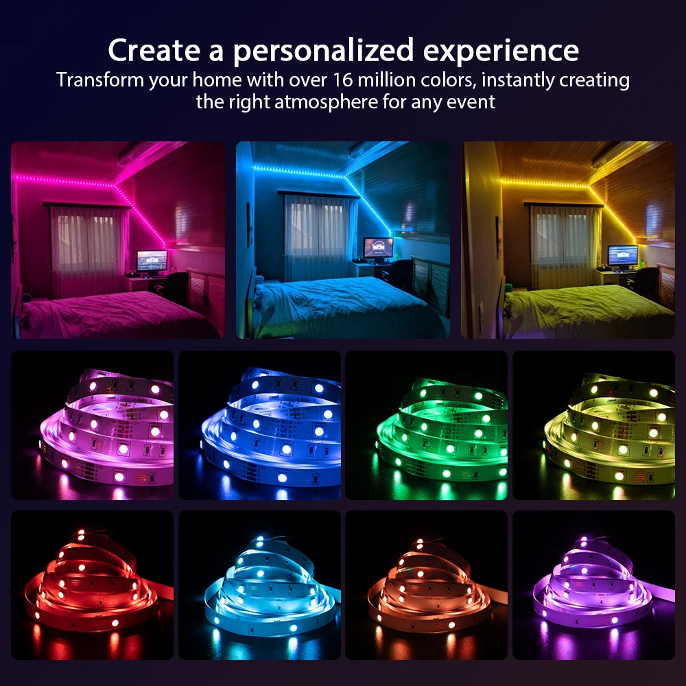 Détail du ruban LED 5050 avec contrôleur et application mobile