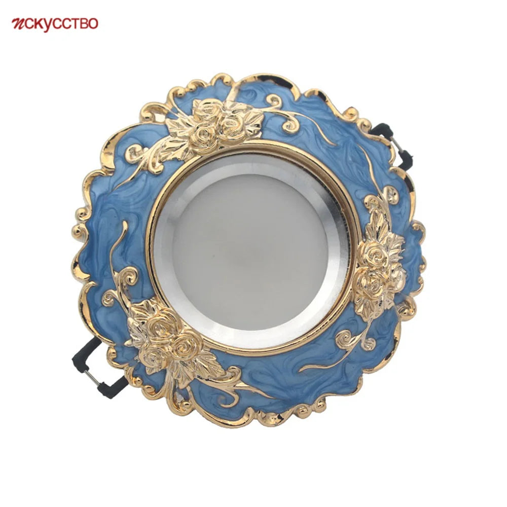 Guirlande lumineuse LED encastrée Art déco bleu et or