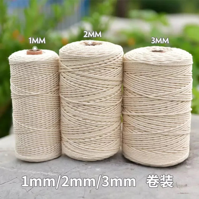 Détail de la texture de la corde en coton beige