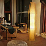 Lampe de chevet en bambou design nordique abat-jour blanc